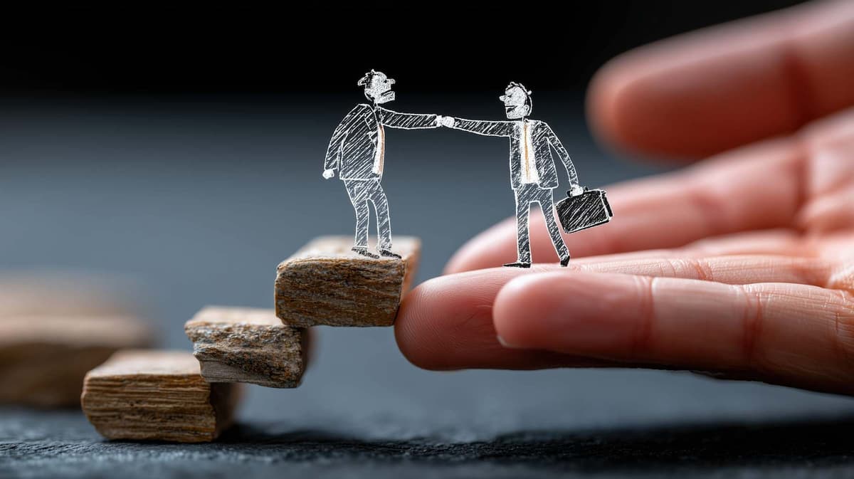 2 personas dibujadas dandose la mano